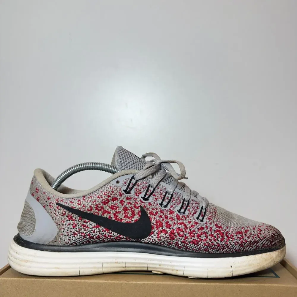 Nike Free Run Distance Mens Size 11 Red Gray Running Training Shoes Sneakers